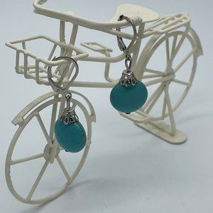 Stainless Steel Dangling Turquoise Earrings